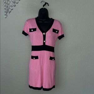 Pink and Black Knit Dress